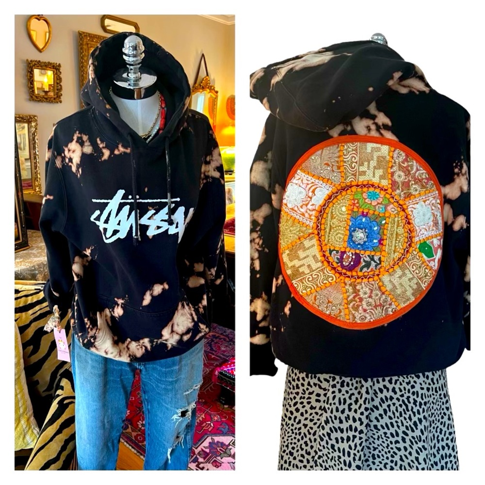 Reworked Vintage Stüssy Boho Tie-dye Hoodie
